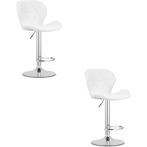 Sgabello WEST - ecopelle bianca / base cromata x 2