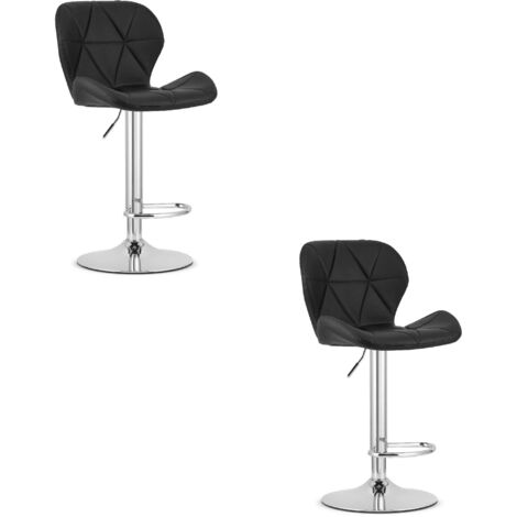 Sgabello WEST - ecopelle nera / base cromata x 2