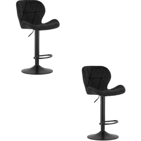 Sgabello WEST - velluto nero / base nera x 2