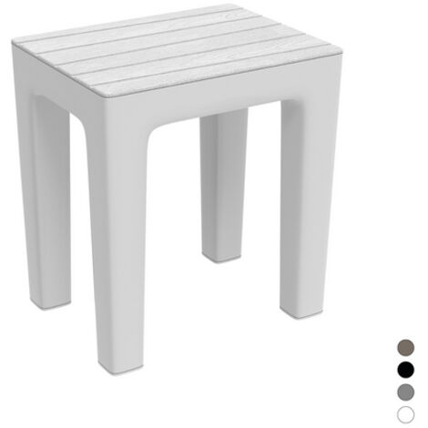 Sgabello Woody in PP effetto legno Bianco 38 x 29 x 41,5 cm sedia sgabelli da bagno Bianco