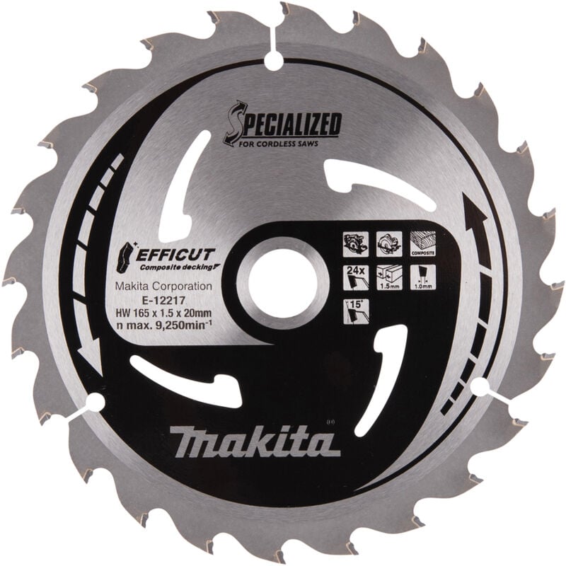 Image of Makita - E-12217 Efficut TCT-Kreissägeblatt 165 x 20 mm 24 Zähne 1,5 mm Holz
