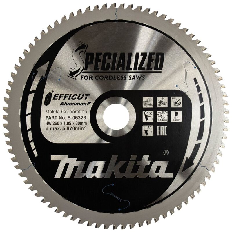 Image of Efficut Sägeblatt Aluminium 260 x 30 x 81Z - E-06323 - Makita