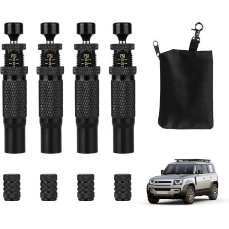 Sgonfiatore per pneumatici regolabile (confezione da 4) - Ottone rinforzato per uso fuoristrada - Valvola di sgonfiaggio automatica migliorata - Valvola di sgonfiaggio rapido per pneumatici auto - Str