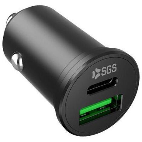 SGS SCAQUICKD45W Caricatore Caricabatteria per Auto USB-C 45W + USB 30W Nero