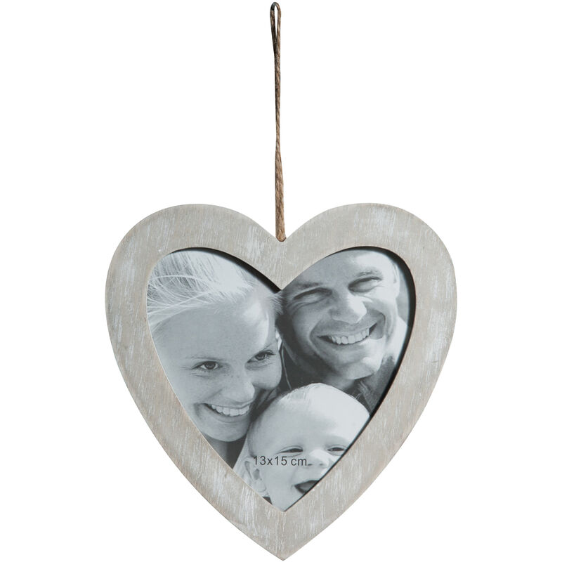 Biscottini - Set 2 Shabby antiqued finish hanging heart-shaped photo frame sized photo holder