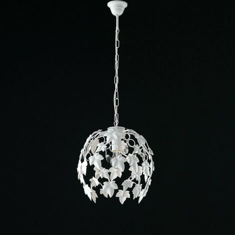 Shabby Eisen Kronleuchter Weißes Strass ein Licht 30x h37 cm Efeu