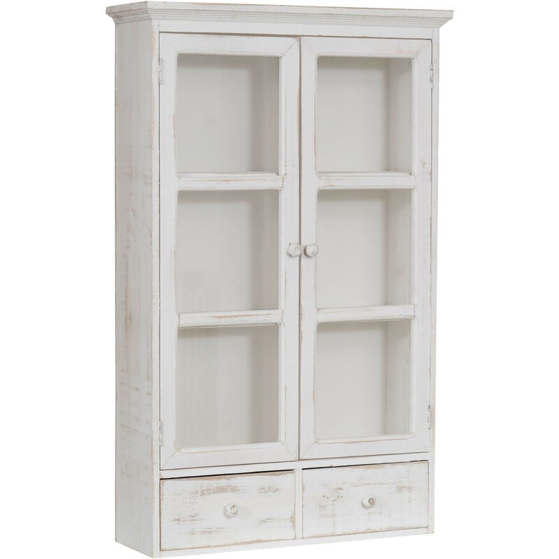 Shabby style antiqued white finish cupboard W42XD19XH76 cm