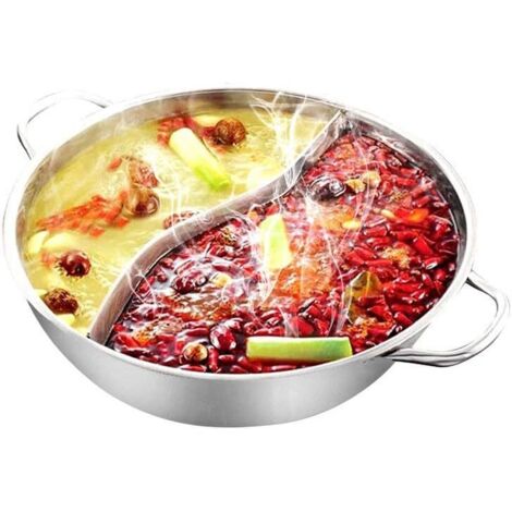 Shabu Hot Pot - Stainless Steel - 30 cm - With Divider - Compatible Induction Cooktop And Gas Stove - Without Lid