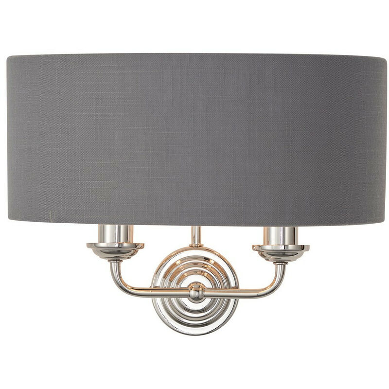 Endon - Shade Applique Plaqué Nickel Brillant, Tissu Anthracite