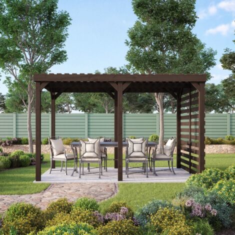 Shade Pergola - Wood - L240 x W360 x H270 cm - Rustic Brown