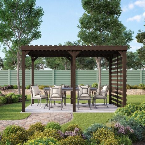 Shade Pergola - Wood - L420 x W480 x H270 cm - Rustic Brown