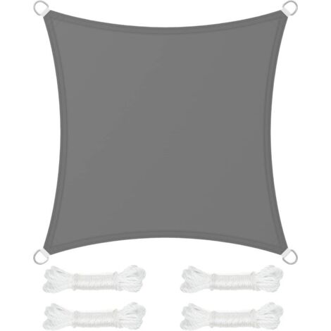 Shade sail 3 x 3 m, 665 mm water column, tear-resistant polyester, 93% UV protection, for patio, garden, balcony, square, 2 grey