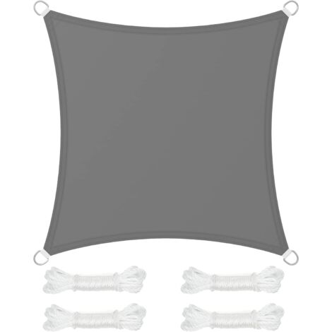 Shade sail 3 x 3 m, water column 665 mm, ripstop polyester, 93% UV protection, terrace, garden, balcony, square, 2 grey