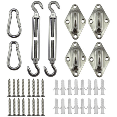 Shade Sail Fixing Kit, Stainless Steel Shade Sail Hardware Fixing Accessories Kit for Square Rectangle and Triangular Awnings (40 pcs)