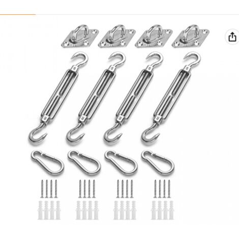 Shade Sail Fixing Kit, Stainless Steel Sun Shade Sail Fixing Kit for Triangle and Square, Rectangle, Sun Shade Sail Fixing Accessories, Fixing Kit for