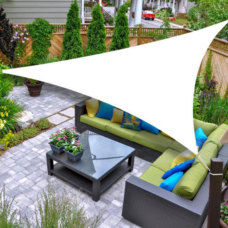 SHADE Voile d'ombrage Imperméable Triangulaire 3,6x3,6x3,6m Toile Ombrage UV Protection pour Terrasse Jardin Extérieur-Blanc