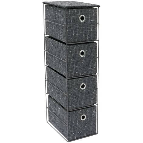Shadow 4 Drawer Narrow Fabric Storage Tower, Grey