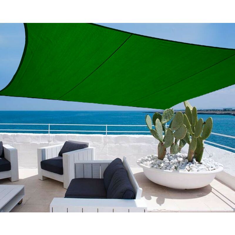 Garden Deluxe Collection - Shadow Sail 400x600cm renforcé avec des cordes de fixation de Brixo Sunset Green - Green