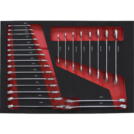 Shadowboards pour outils - jeu de clés plates et polygonales, pour l x p 536 x 410 mm - 25 éléments