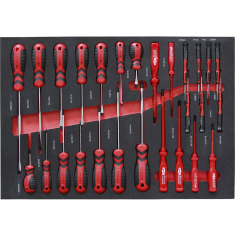 Shadowboards pour outils - jeu de tournevis, pour l x p 570 x 410 mm - 21 éléments
