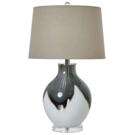 Shadows Table Lamp with Linen Shade - Glass - L41 x W41 x H67 cm - Grey