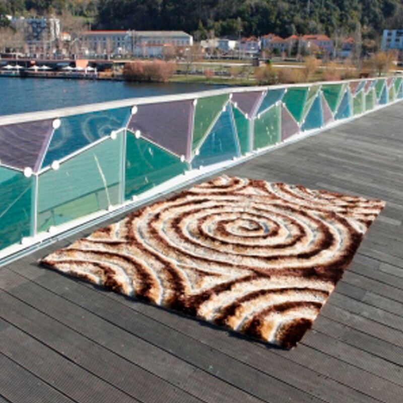

Carving - Alfombra de salón espiral en espiral en poliéster marrón - Marron