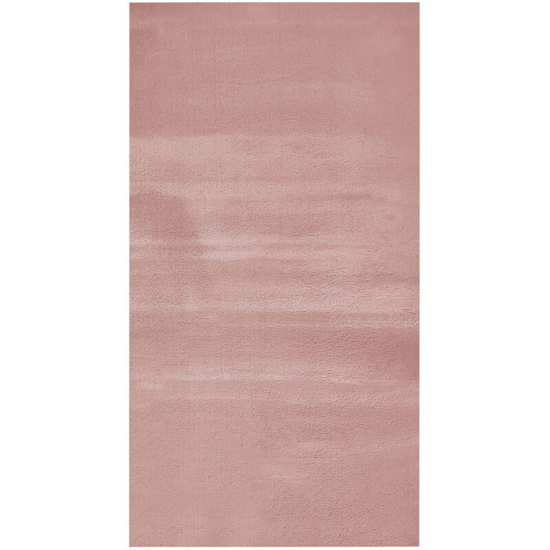 Beliani - Tapis Rose en Polyester 80 x 150 cm Moelleux Fausse Fourrure de Lapin Mirpur