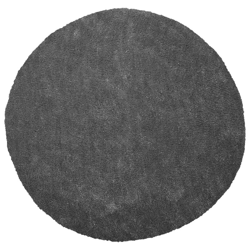 Modern Round Area Rug Polyester Shaggy Machine-Tufted ø 140 cm Dark Grey Demre