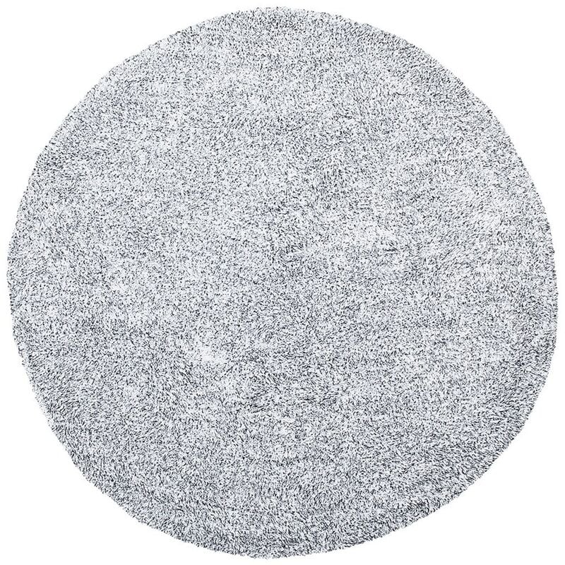 Round Area Rug Polyester Shaggy Machine-Tufted ø140 cm Salt and Pepper Demre