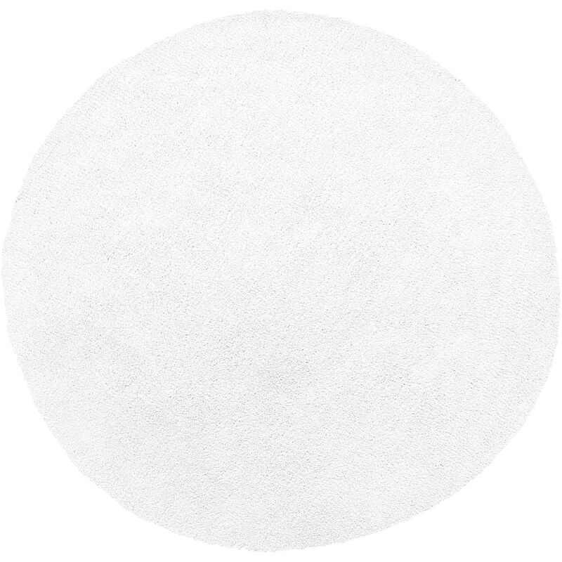 Modern Round Area Rug Polyester Shaggy Machine-Tufted ø 140 cm White Demre