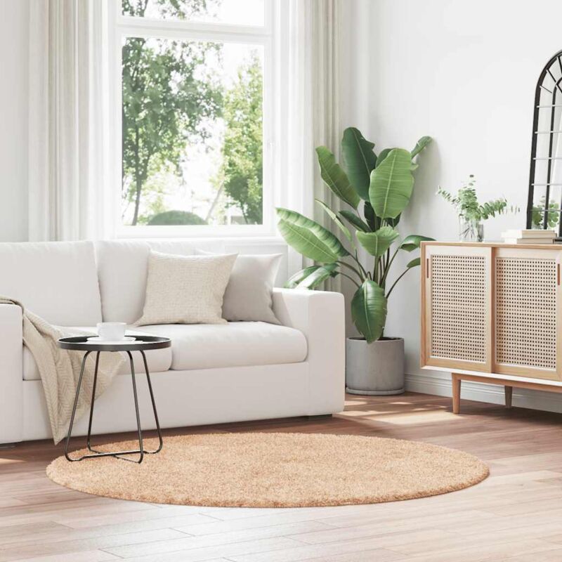 Shaggy Rug High Pile Navarra Beige 160x160 Cm Polyester Vidaxl