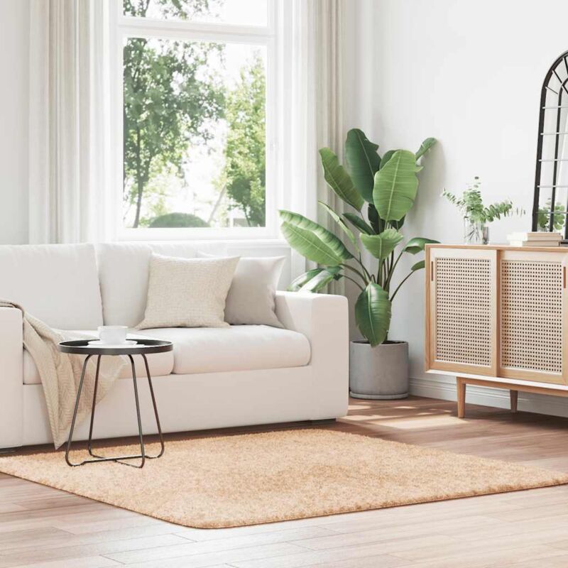 Shaggy Rug High Pile Navarra Beige 160x160 Cm Polyester Vidaxl