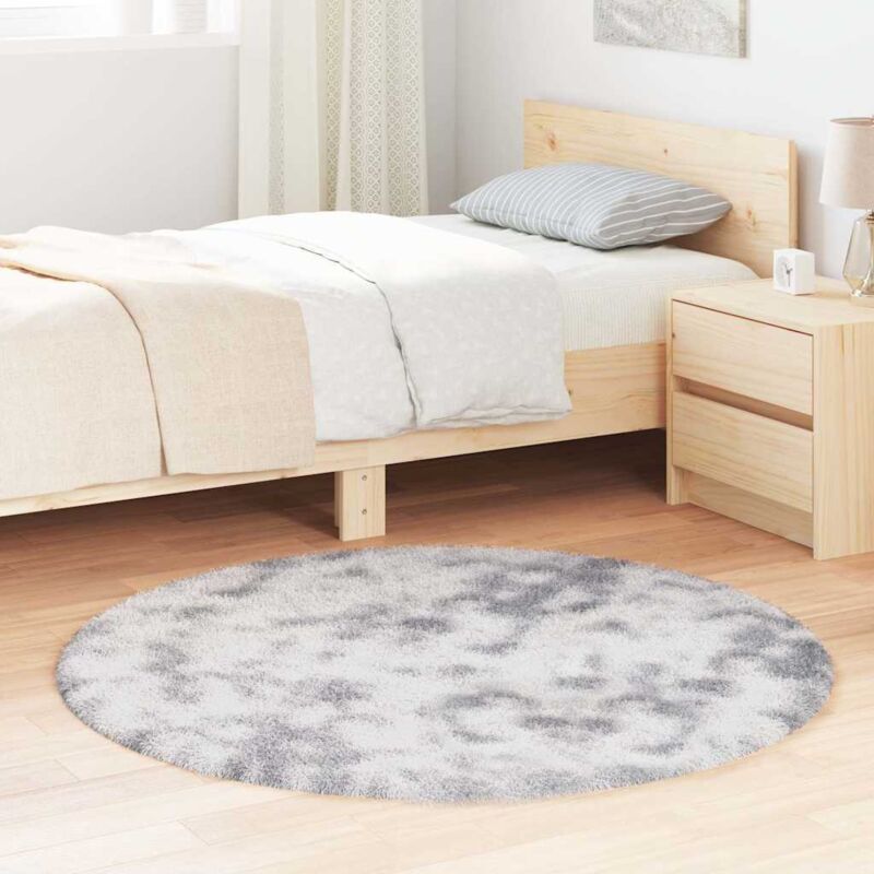 Shaggy Rug High Pile Navarra Silver Grey 120x120 Cm Polyester Vidaxl