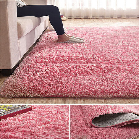 Shaggy Rug Super Plush Non-Slip Large Rugs Floor Carpet Living Room 230×160CM pink