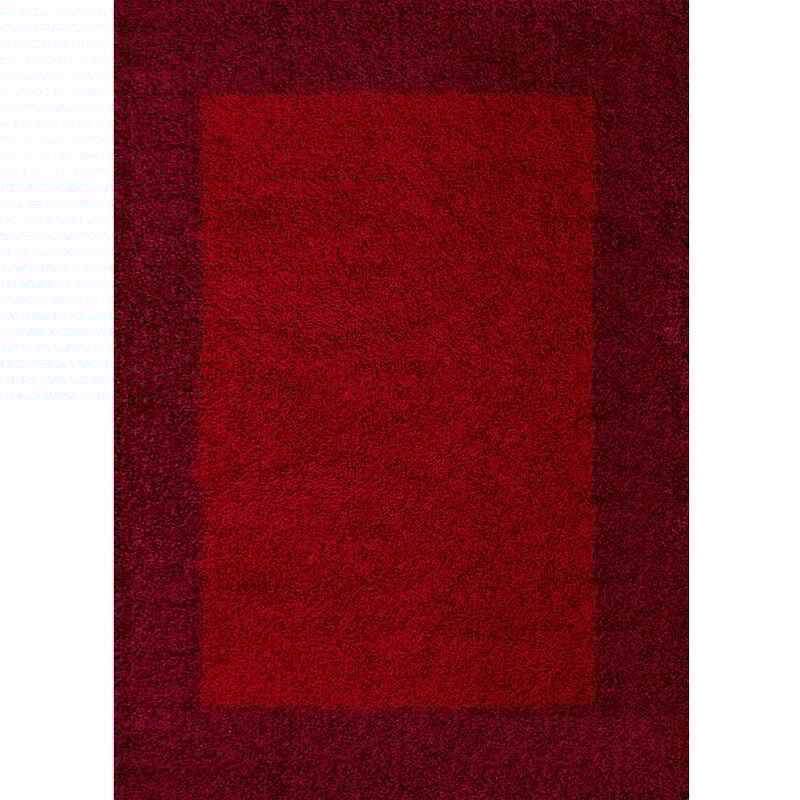 Life - Tapis Shaggy Poils Longs Bicolore (Rouge - 300x400cm)