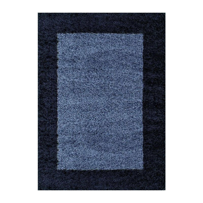 Life - Tapis Shaggy Poils Longs Bicolore (Bleu - 60x110cm)