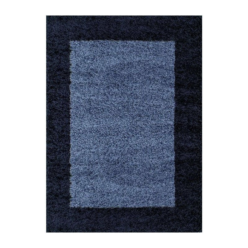 Life - Tapis Shaggy Poils Longs Bicolore (Bleu - 100x200cm)