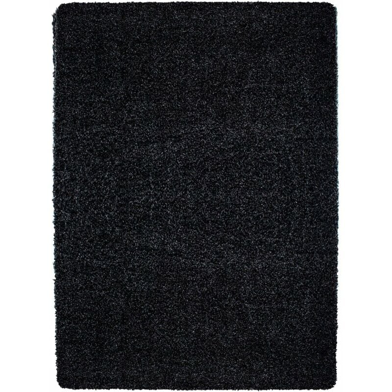 Life - Tapis Shaggy Uni Poils Longs Tapis Salon Chambre Couloir (Noir - 60x110cm)
