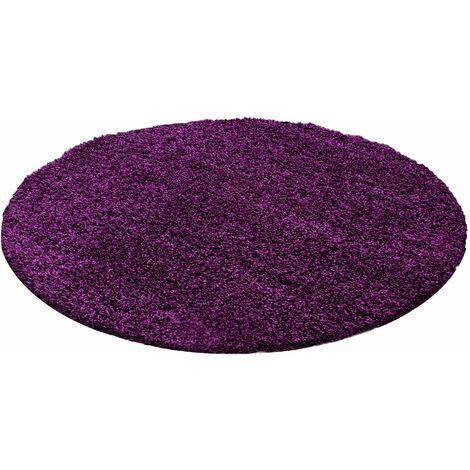 SHAGGY - Tapis Uni Rond - Violet 080 x 080 cm
