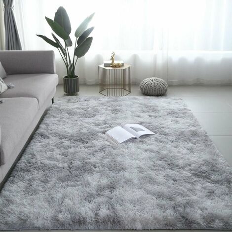 Shaggy Wohnzimmerteppich 160 x 230 cm, grauer Plüsch, weicher Polypropylen-Faser, rutschfester Teppich
