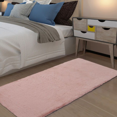 Shaggy Wohnzimmerteppich - 60 x 160 cm - PINK - Weiche Polypropylenfaser - Rutschfest - Weicher Teppich für Wohnzimmer, Schlafzimmer, Sofa