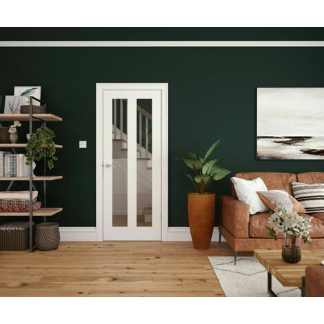 Shaker 2 Panel White Primed Glazed Door 2032 x 813mm