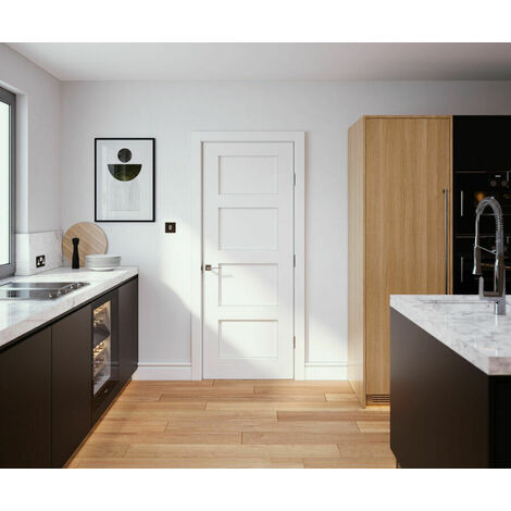Shaker 4 Panel White Primed Panel Door 2040 x 826mm
