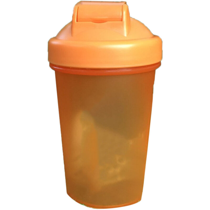 Shaker à protéines 500ml avec bille en acier inoxydable pour mélange, bouteille PP orange