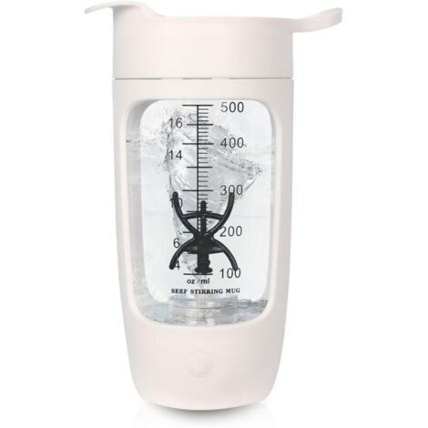 Shaker électrique - 600 ml - Mixeur électrique rechargeable par USB - Bouteille shaker pour shaker protéiné et milk-shake (blanc)