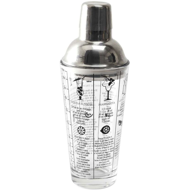 COOK CONCEPT Shaker en verre avec recettes Lounge  KV7351 45 cl Gris