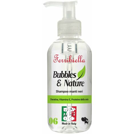 Shampoing manteaux noirs pour chiens à la kératine, vitamines E, protéines de soie 250 ml