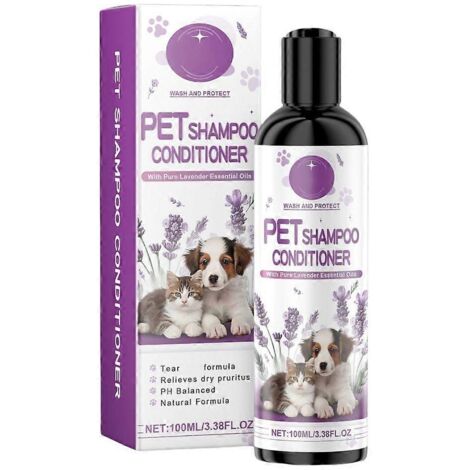 Shampoing naturel pour chien à la lavande – Démêlant permanent pour poils frais et brillants, soin doux anti-nœuds pour animaux.