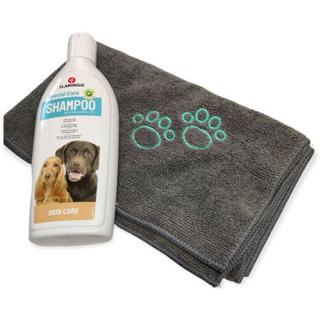 Shampoing soins de la peau 300 ml et serviette en microfibre pour chien - animallparadise - Multicolor