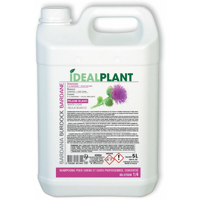 Chadog - Shampoing blanc à la Bardane IdealPlant : 5L